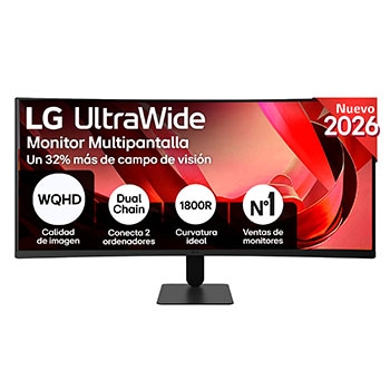 Vista frontal de Outlet Monitor LG UltraWide 21:9 , 34'' , VA, WQHD, curvo 1800R 34U601B-B.OUTLET